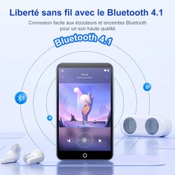 Lecteur mp3 80go avec wifi et bleutooth, lecteur mp4 4.02 pouces touchscreen avec haut-parleurs, mp3 player avec caméra 13mp, le