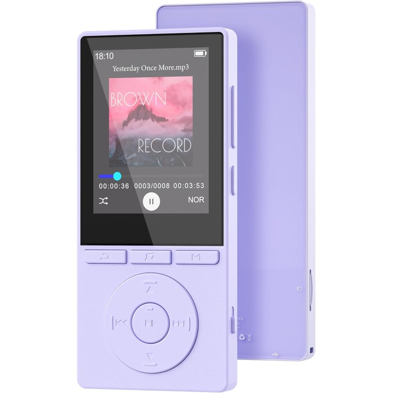 Lecteur mp3 64 go, mp3 bleutooth 5.3 avec haut-parleurs, lecteur musique, enregistreur vocal, radio fm, chaîne hi-fi, écouteurs,