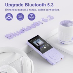 Lecteur mp3 64 go, mp3 bleutooth 5.3 avec haut-parleurs, lecteur musique, enregistreur vocal, radio fm, chaîne hi-fi, écouteurs,