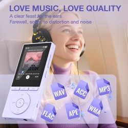 Lecteur mp3 64 go, mp3 bleutooth 5.3 avec haut-parleurs, lecteur musique, enregistreur vocal, radio fm, chaîne hi-fi, écouteurs,