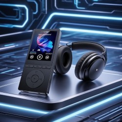 Lecteur mp3 64 go, mp3 bleutooth 5.3 avec haut-parleurs, lecteur musique, enregistreur vocal, radio fm, chaîne hi-fi, écouteurs,