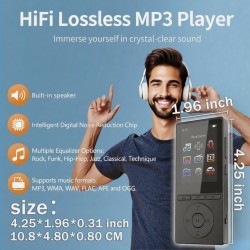 Lecteur mp3 64 go, mp3 bleutooth 5.3 avec haut-parleurs, lecteur musique, enregistreur vocal, radio fm, chaîne hi-fi, écouteurs,