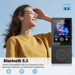 Lecteur mp3 64 go, mp3 bleutooth 5.3 avec haut-parleurs, lecteur musique, enregistreur vocal, radio fm, chaîne hi-fi, écouteurs,