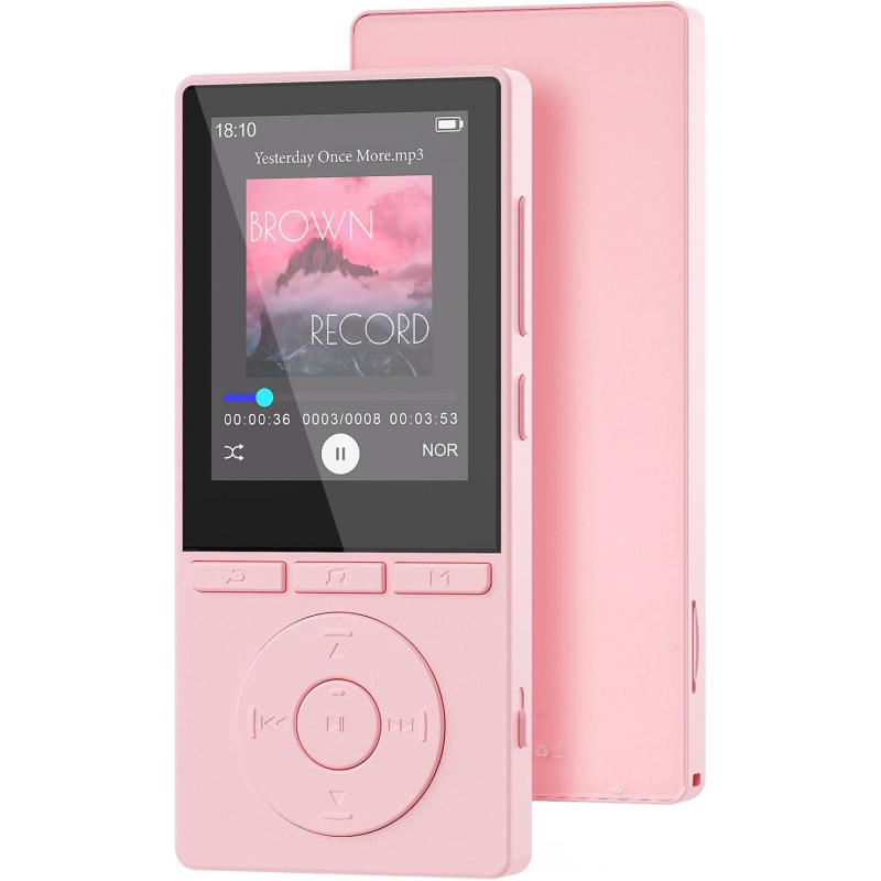Lecteur mp3 64 go, mp3 bleutooth 5.3 avec haut-parleurs, lecteur musique, enregistreur vocal, radio fm, chaîne hi-fi, écouteurs,
