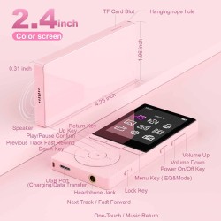 Lecteur mp3 64 go, mp3 bleutooth 5.3 avec haut-parleurs, lecteur musique, enregistreur vocal, radio fm, chaîne hi-fi, écouteurs,