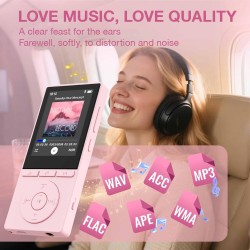 Lecteur mp3 64 go, mp3 bleutooth 5.3 avec haut-parleurs, lecteur musique, enregistreur vocal, radio fm, chaîne hi-fi, écouteurs,