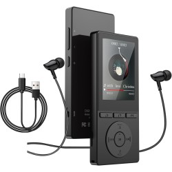 Lecteur mp3 64 go, mp3 bleutooth 5.3 avec haut-parleurs, lecteur musique, enregistreur vocal, radio fm, chaîne hi-fi, écouteurs,