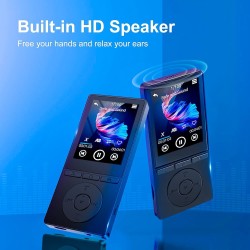 Lecteur mp3 64 go, mp3 bleutooth 5.3 avec haut-parleurs, lecteur musique, enregistreur vocal, radio fm, chaîne hi-fi, écouteurs,