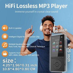 Lecteur mp3 64 go, mp3 bleutooth 5.3 avec haut-parleurs, lecteur musique, enregistreur vocal, radio fm, chaîne hi-fi, écouteurs,
