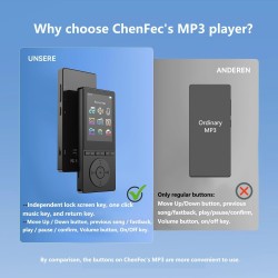 Lecteur mp3 64 go, mp3 bleutooth 5.3 avec haut-parleurs, lecteur musique, enregistreur vocal, radio fm, chaîne hi-fi, écouteurs,