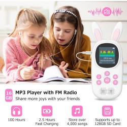 Lecteur mp3 de 32 go pour enfants, avec bleutooth, lecteurs mp3 et mp4 avec haut-parleur, radio fm, enregistrements, alarme, chr