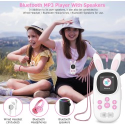 Lecteur mp3 de 32 go pour enfants, avec bleutooth, lecteurs mp3 et mp4 avec haut-parleur, radio fm, enregistrements, alarme, chr