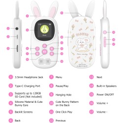 Lecteur mp3 de 32 go pour enfants, avec bleutooth, lecteurs mp3 et mp4 avec haut-parleur, radio fm, enregistrements, alarme, chr