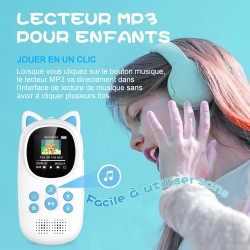 Lecteur mp3 bleutooth 5.0, oilsky 32go mp3 enfant avec batterie 750mah, qualité sonore hifi lecteur de musique avec haut-parleur