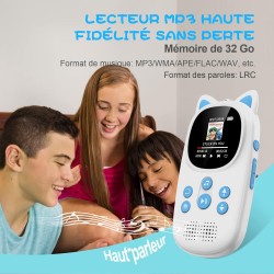Lecteur mp3 bleutooth 5.0, oilsky 32go mp3 enfant avec batterie 750mah, qualité sonore hifi lecteur de musique avec haut-parleur