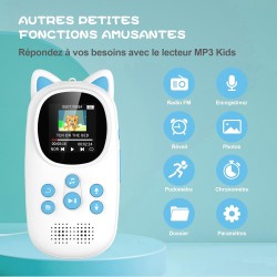 Lecteur mp3 bleutooth 5.0, oilsky 32go mp3 enfant avec batterie 750mah, qualité sonore hifi lecteur de musique avec haut-parleur