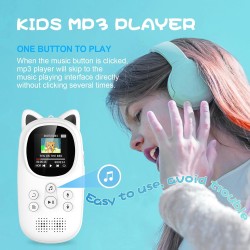 Lecteur mp3 bleutooth 5.0, oilsky 32go mp3 enfant avec batterie 750mah, qualité sonore hifi lecteur de musique avec haut-parleur