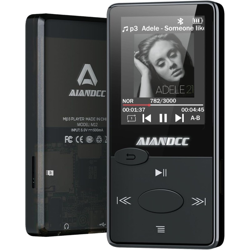 Lecteur mp3 bleutooth son hifi, mini baladeur mp3 avec radio fm, baladeur bleutooth, écouteurs inclus, possibilité d'insérer une