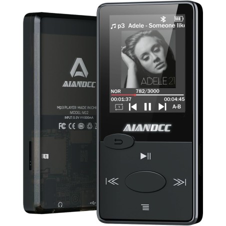 Lecteur mp3 bleutooth son hifi, mini baladeur mp3 avec radio fm, baladeur bleutooth, écouteurs inclus, possibilité d'insérer une