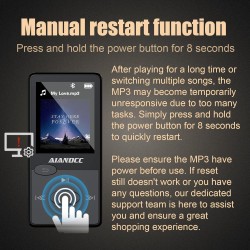 Lecteur mp3 bleutooth son hifi, mini baladeur mp3 avec radio fm, baladeur bleutooth, écouteurs inclus, possibilité d'insérer une