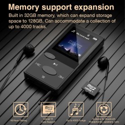 Lecteur mp3 bleutooth son hifi, mini baladeur mp3 avec radio fm, baladeur bleutooth, écouteurs inclus, possibilité d'insérer une