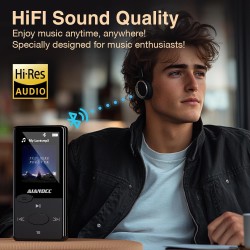 Lecteur mp3 bleutooth son hifi, mini baladeur mp3 avec radio fm, baladeur bleutooth, écouteurs inclus, possibilité d'insérer une