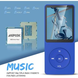 AGPTEK Mp3 Classique 16Go Ultra-Longue Autonomie jusqu'à 70 Heures de Lecture Musique avec Ecran de 1.8 Pouces, Petit Lecteur MP