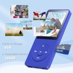 AGPTEK Mp3 Classique 16Go Ultra-Longue Autonomie jusqu'à 70 Heures de Lecture Musique avec Ecran de 1.8 Pouces, Petit Lecteur MP