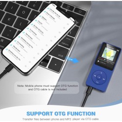 AGPTEK Mp3 Classique 16Go Ultra-Longue Autonomie jusqu'à 70 Heures de Lecture Musique avec Ecran de 1.8 Pouces, Petit Lecteur MP