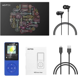 AGPTEK Mp3 Classique 16Go Ultra-Longue Autonomie jusqu'à 70 Heures de Lecture Musique avec Ecran de 1.8 Pouces, Petit Lecteur MP