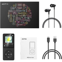 AGPTEK Lecteur MP3 16Go-Longue Autonomie jusqu'à 70 Heures de Lecteur de Musique avec Écran de 1.8 Pouces, Radio FM, Enregistrem