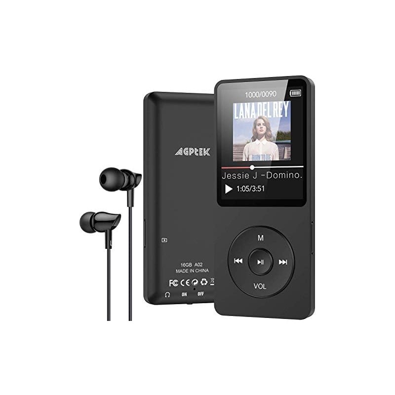AGPTEK 32Go Mp3 Classique avec Haut-Parleur Lecteur Musique 70H Ultra-Longue Autonomie 1.8'' Écran Radio FM Enregistrement Petit