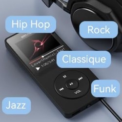 AGPTEK 32Go Mp3 Classique avec Haut-Parleur Lecteur Musique 70H Ultra-Longue Autonomie 1.8'' Écran Radio FM Enregistrement Petit