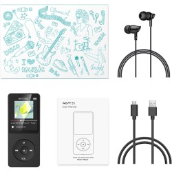 AGPTEK 32Go Mp3 Classique avec Haut-Parleur Lecteur Musique 70H Ultra-Longue Autonomie 1.8'' Écran Radio FM Enregistrement Petit