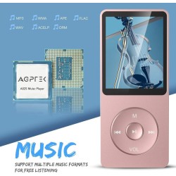 AGPTEK Mp3 Classique 16Go Ultra-Longue Autonomie jusqu'à 70 Heures de Lecture Musique avec Ecran de 1.8 Pouces, Petit Lecteur MP