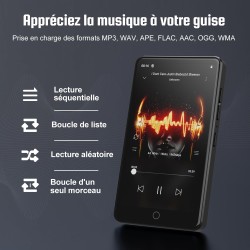Lecteur mp3 144gb avec wifi et bleutooth, écran tactile 4.02" ips hd, lecteur mp4 avec haut-parleurs, lecteur de musique android