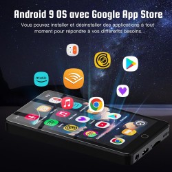 Lecteur mp3 144gb avec wifi et bleutooth, écran tactile 4.02" ips hd, lecteur mp4 avec haut-parleurs, lecteur de musique android