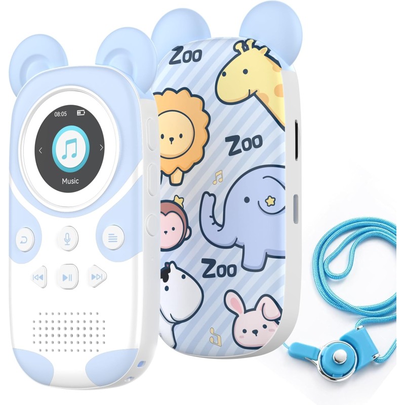 32go lecteur mp3 enfant bleutooth 5.3,lecteur de livre audio,haut-parleur, corde de suspension,panda de dessin animé portable et
