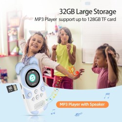 32go lecteur mp3 enfant bleutooth 5.3,lecteur de livre audio,haut-parleur, corde de suspension,panda de dessin animé portable et