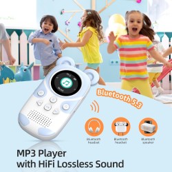 32go lecteur mp3 enfant bleutooth 5.3,lecteur de livre audio,haut-parleur, corde de suspension,panda de dessin animé portable et