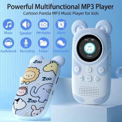 32go lecteur mp3 enfant bleutooth 5.3,lecteur de livre audio,haut-parleur, corde de suspension,panda de dessin animé portable et