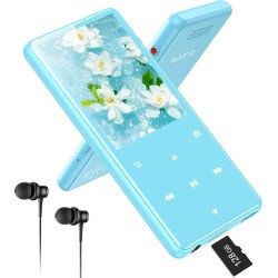 Agptek 128go mp3 bleutooth 5.4 avec haut-parleur, 2.4" grand écran lecteur mp3 sport en métal son hifi sans perte lecteur de mus