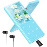 Agptek 128go mp3 bleutooth 5.4 avec haut-parleur, 2.4" grand écran lecteur mp3 sport en métal son hifi sans perte lecteur de mus