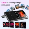 Agptek 128go mp3 bleutooth 5.4 avec haut-parleur, 2.4" grand écran lecteur mp3 sport en métal son hifi sans perte lecteur de mus