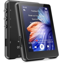 Mechen lecteur mp3 bleutooth 5.3, 32 go écran tactile mp3 lecteur usb c radio fm baladeur enfant, haut-parleur hd intégré, enreg