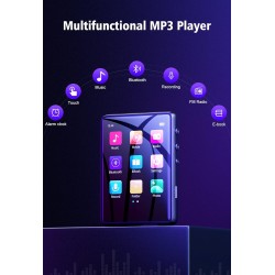 Mechen lecteur mp3 bleutooth 5.3, 32 go écran tactile mp3 lecteur usb c radio fm baladeur enfant, haut-parleur hd intégré, enreg