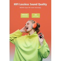 Mechen lecteur mp3 bleutooth 5.3, 32 go écran tactile mp3 lecteur usb c radio fm baladeur enfant, haut-parleur hd intégré, enreg