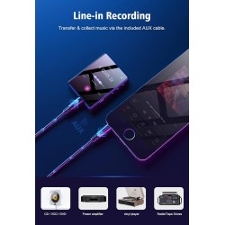 Mechen lecteur mp3 bleutooth 5.3, 32 go écran tactile mp3 lecteur usb c radio fm baladeur enfant, haut-parleur hd intégré, enreg