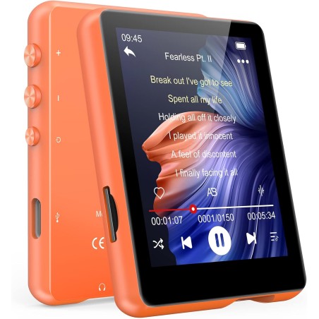 Lecteur mp3 bleutooth 5.3, mechen 2.4" tactile baladeur 32go numérique lecteur musique hifi audio usb sport avec radio fm haut-p