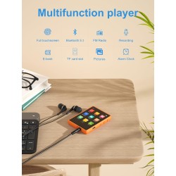 Lecteur mp3 bleutooth 5.3, mechen 2.4" tactile baladeur 32go numérique lecteur musique hifi audio usb sport avec radio fm haut-p